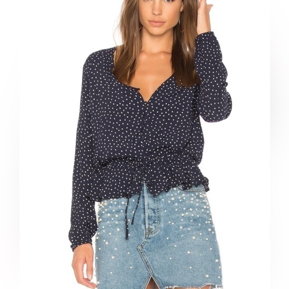 Rails Beaux Blouse in Black Heart Print Long Sleeve Silk Top Womens Size Small